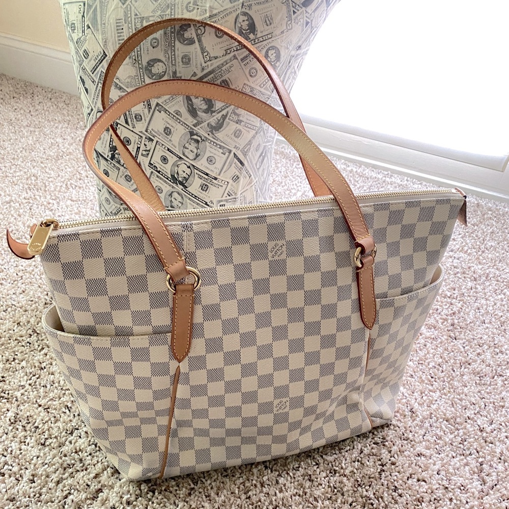 Louis Vuitton Damier Azur Totally MM Tote Bag shoulder Bag with LV dust bag
